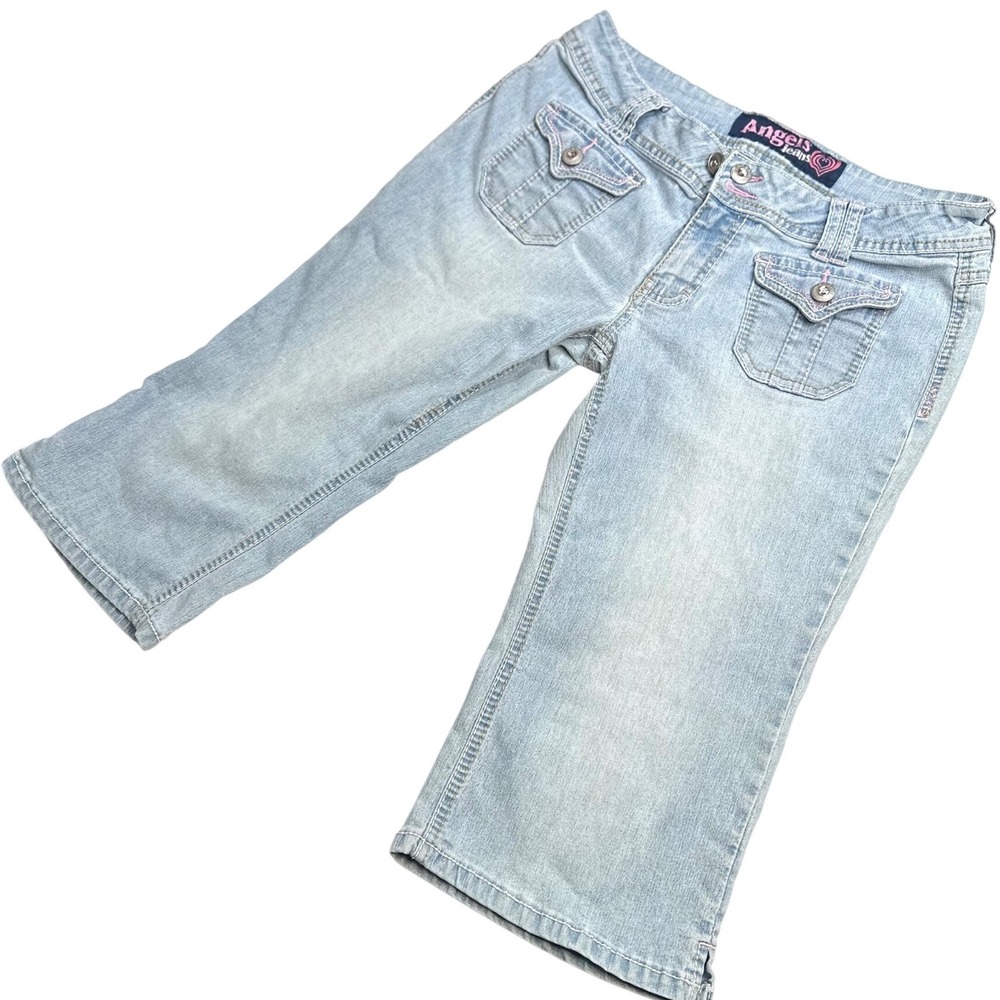Vintage Y2K Low Rise Capris, By Angel Jeana, Pink Accents, Size 11